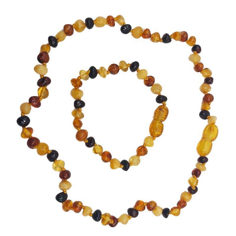 Ensemble Collier et Bracelet Bébé en Ambre Multicolore - Qualité AA - Litho Natura