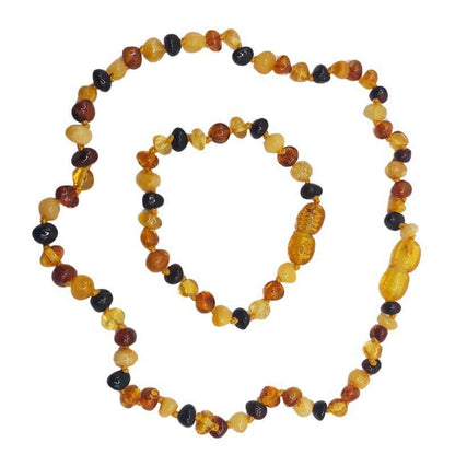 Ensemble Collier et Bracelet Bébé en Ambre Multicolore - Qualité AA - Litho Natura