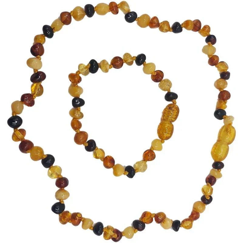Ensemble Collier et Bracelet Bébé en Ambre Multicolore - Qualité AA - Litho Natura
