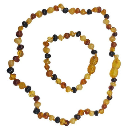 Ensemble Collier et Bracelet Bébé en Ambre Multicolore - Qualité AA - Litho Natura