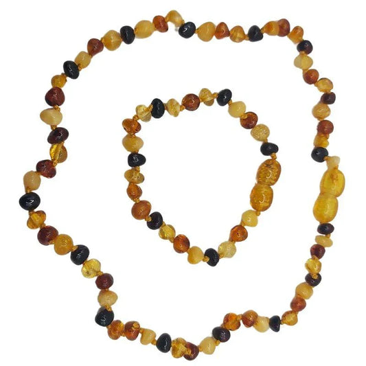 Ensemble Collier et Bracelet Bébé en Ambre Multicolore - Qualité AA - Litho Natura