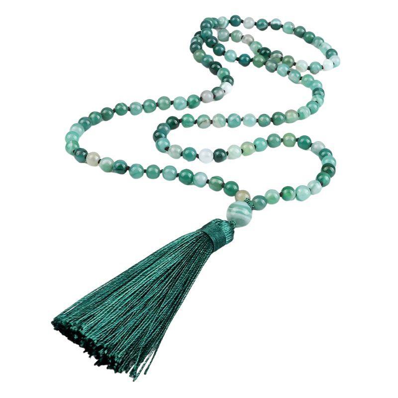 Collier Mala en Agate Verte - Équilibre et Énergie - Litho Natura