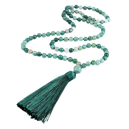 Collier Mala en Agate Verte - Équilibre et Énergie - Litho Natura