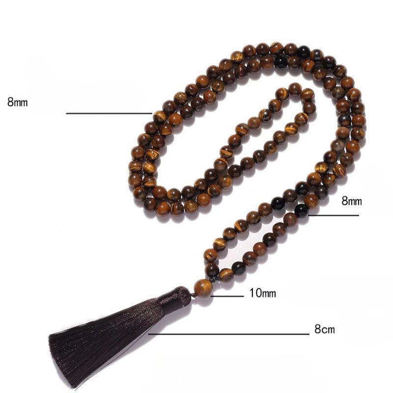 Collier Mala en Oeil de tigre - Équilibre et Énergie - Litho Natura