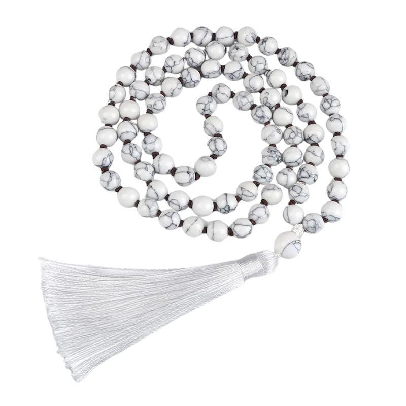 Collier Mala en Howlite - Équilibre et Énergie - Litho Natura
