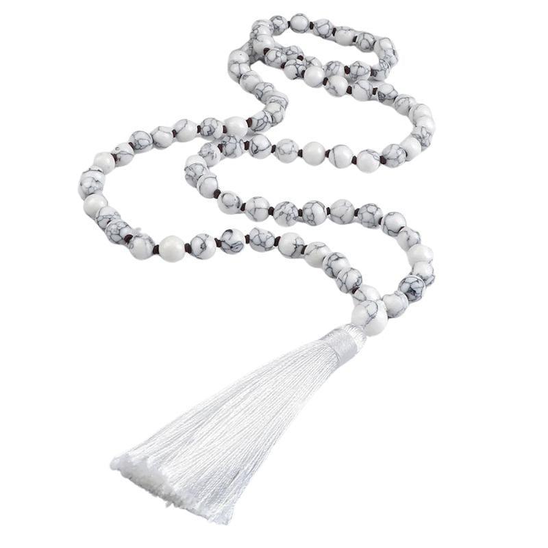 Collier Mala en Howlite - Équilibre et Énergie - Litho Natura