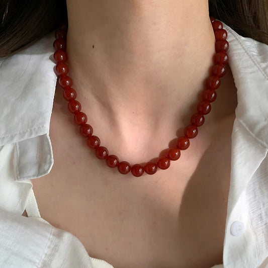 Collier en Cornaline Naturelle – Style Bohème Chic