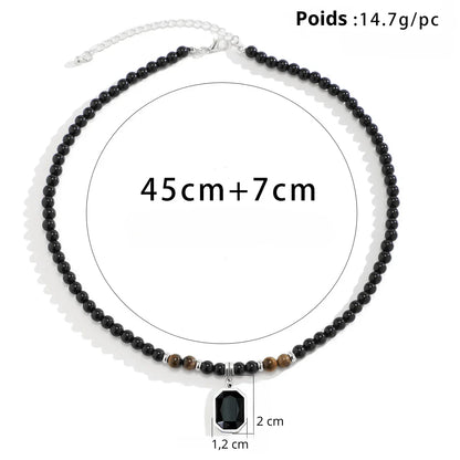 Collier avec pendentif en pierres naturelles (Œil de Tigre et Onyx) - Litho Natura