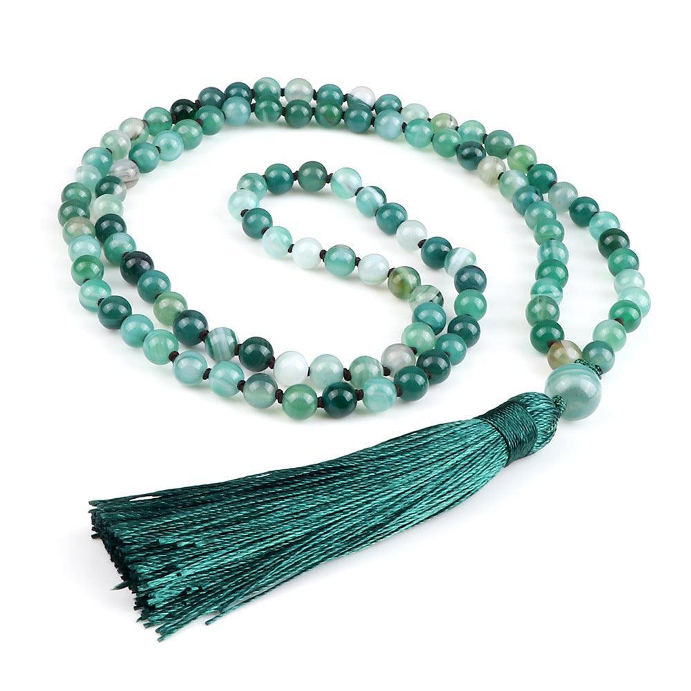 Collier Mala en Agate Verte - Équilibre et Énergie - Litho Natura