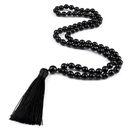 Collier Mala en Obsidienne Noir - Équilibre et Énergie - Litho Natura