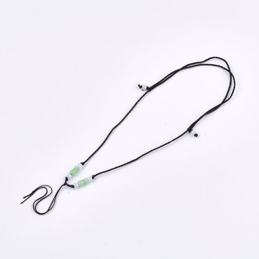 Collier en Corde Ajustable avec Perles en Jade - Litho Natura