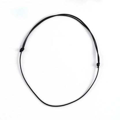 Cordon Collier Réglable en Cuir Noir - Litho Natura