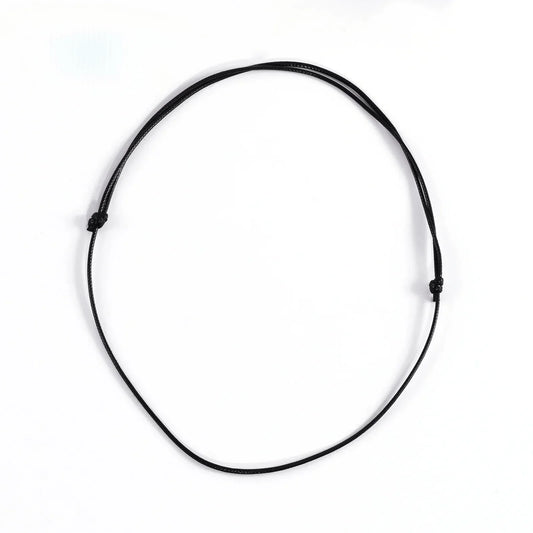 Cordon Collier Réglable en Cuir Noir - Litho Natura