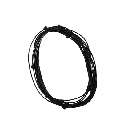 Cordon Collier Réglable en Cuir Noir - Litho Natura