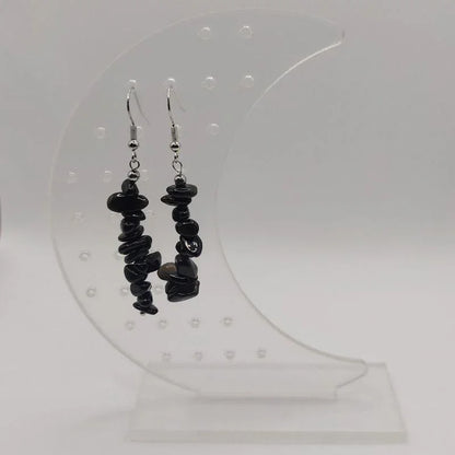 Boucles d'oreilles en pierre naturelle - Obsidienne Noire - Litho Natura