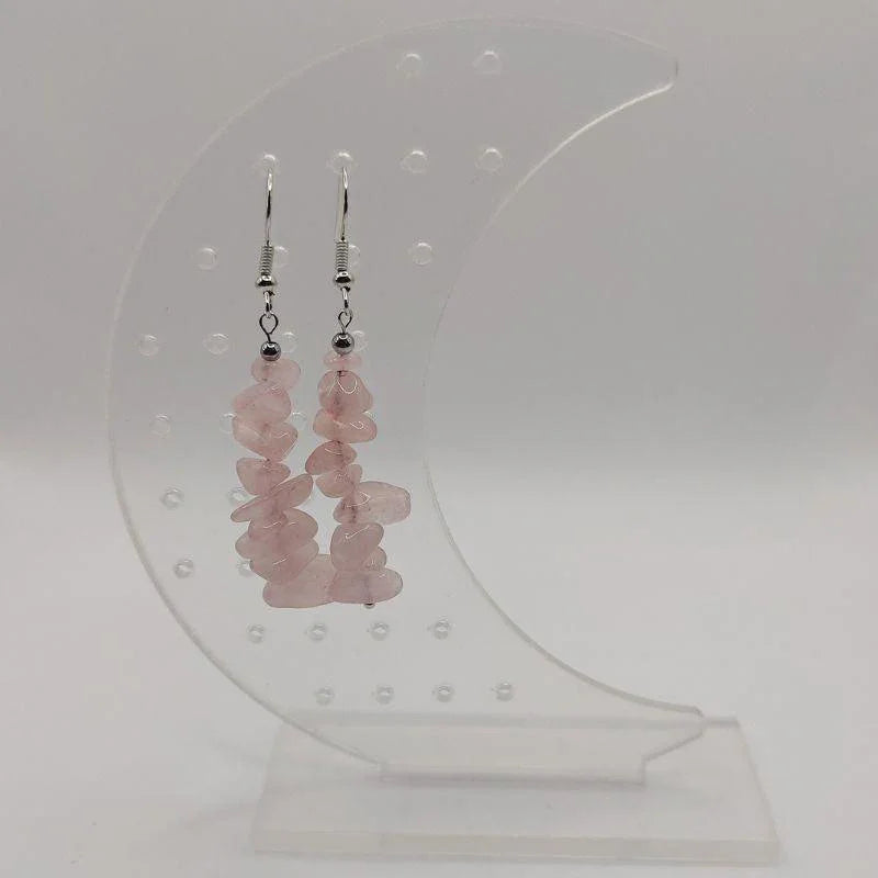 Boucles d'oreilles en pierre naturelle - Quartz Rose - Litho Natura