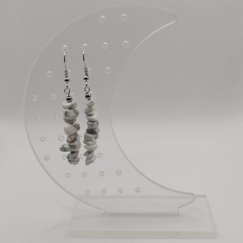 Boucles d'oreilles en pierre naturelle - Howlite - Litho Natura