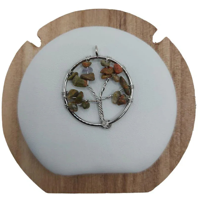 Pendentif Arbre de Vie en Unakite - Qualité A - Litho Natura