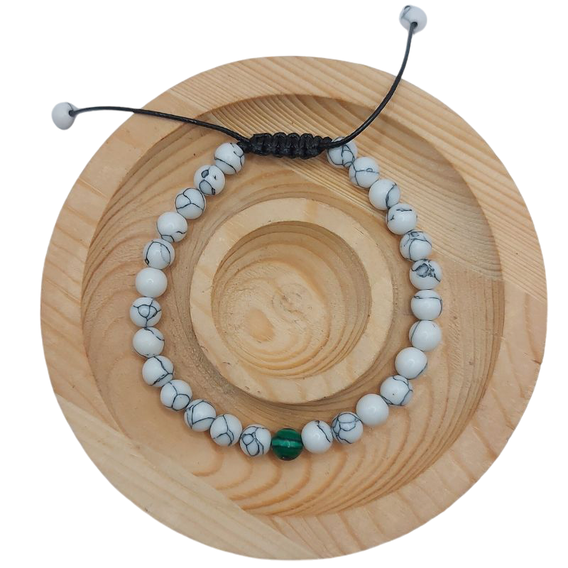 Ensemble Bracelet et Shamballa en Howlite Blanche - Litho Natura