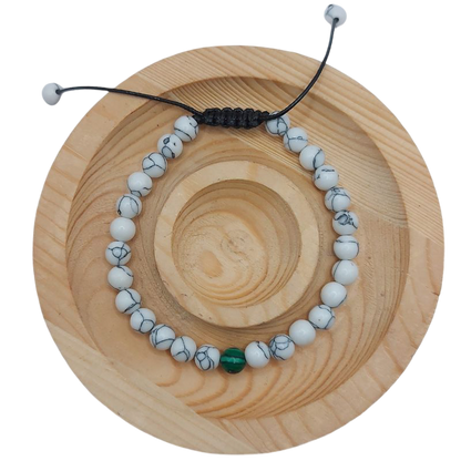 Ensemble Bracelet et Shamballa en Howlite Blanche - Litho Natura