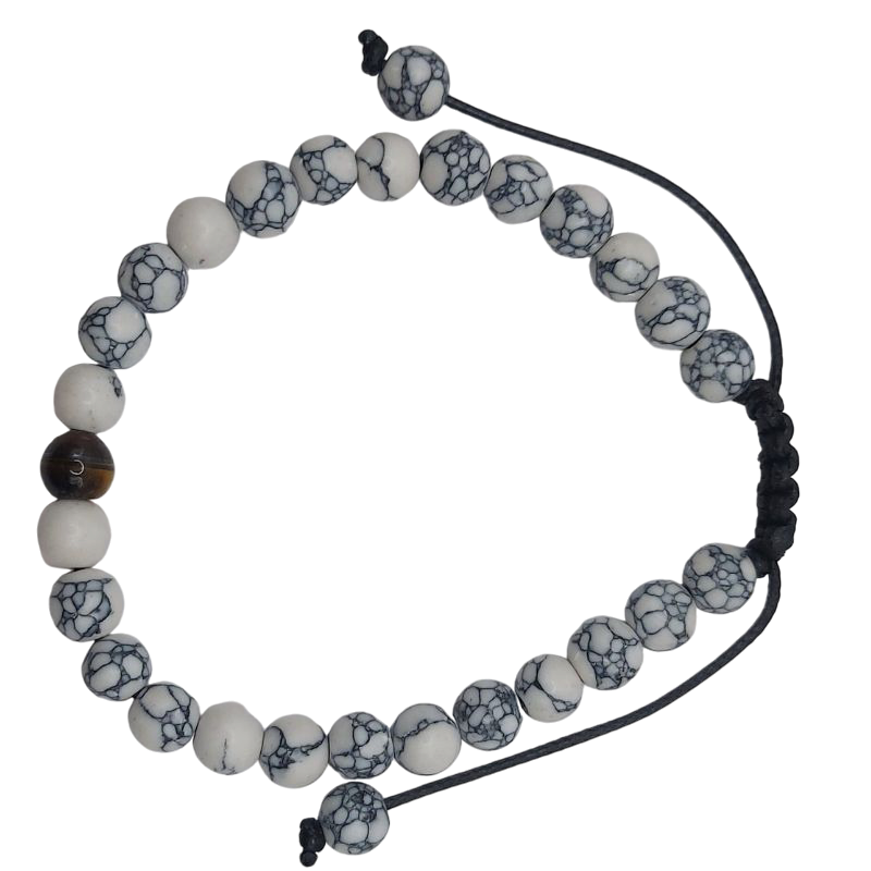 Ensemble Bracelet et Shamballa en Howlite Blanche - Litho Natura
