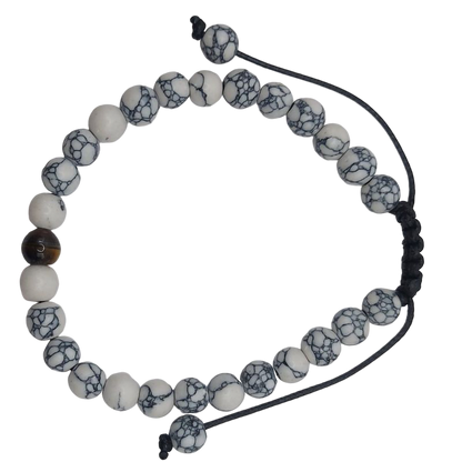 Ensemble Bracelet et Shamballa en Howlite Blanche - Litho Natura