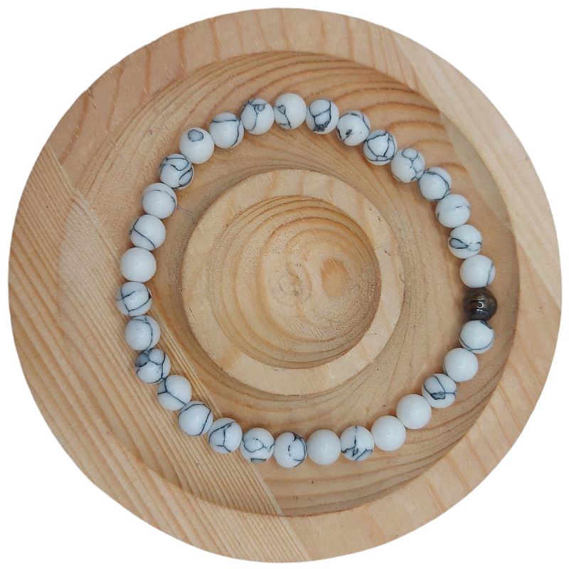 Ensemble Bracelet et Shamballa en Howlite Blanche - Litho Natura