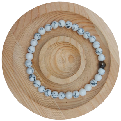 Ensemble Bracelet et Shamballa en Howlite Blanche - Litho Natura