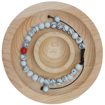 Ensemble Bracelet et Shamballa en Howlite Blanche - Litho Natura