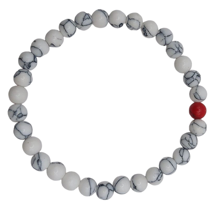 Ensemble Bracelet et Shamballa en Howlite Blanche - Litho Natura