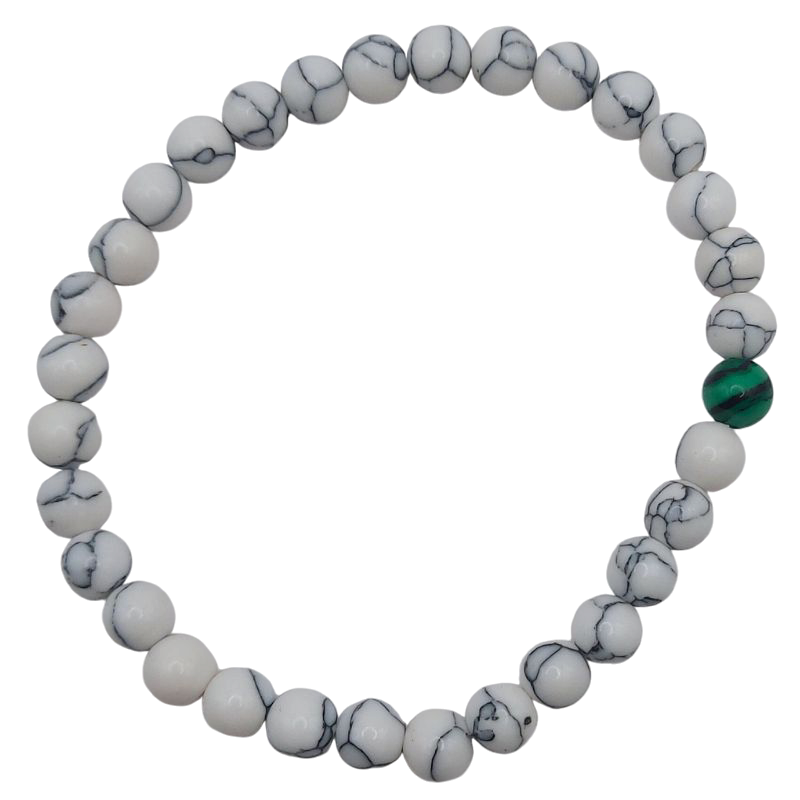 Ensemble Bracelet et Shamballa en Howlite Blanche - Litho Natura