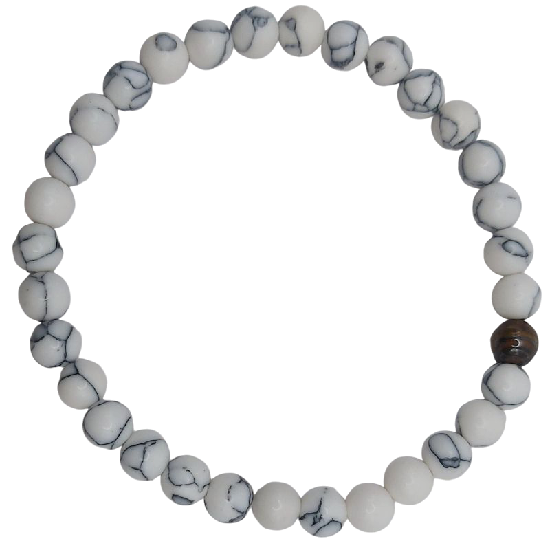 Ensemble Bracelet et Shamballa en Howlite Blanche - Litho Natura