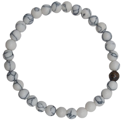 Ensemble Bracelet et Shamballa en Howlite Blanche - Litho Natura