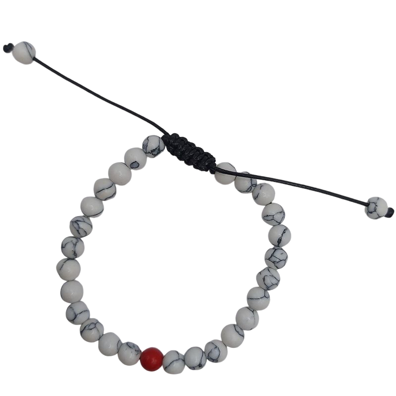 Ensemble Bracelet et Shamballa en Howlite Blanche - Litho Natura