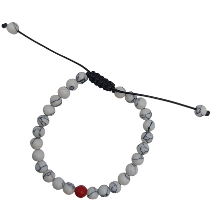 Ensemble Bracelet et Shamballa en Howlite Blanche - Litho Natura