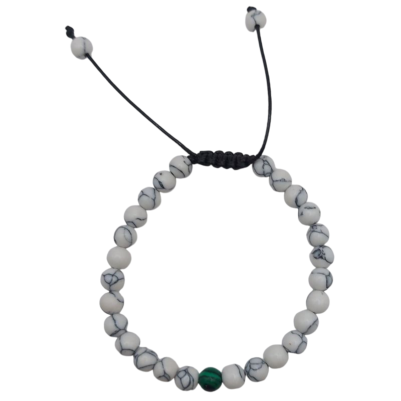Ensemble Bracelet et Shamballa en Howlite Blanche - Litho Natura
