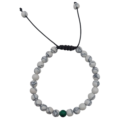 Ensemble Bracelet et Shamballa en Howlite Blanche - Litho Natura