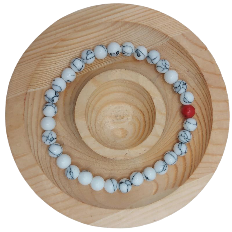 Ensemble Bracelet et Shamballa en Howlite Blanche - Litho Natura
