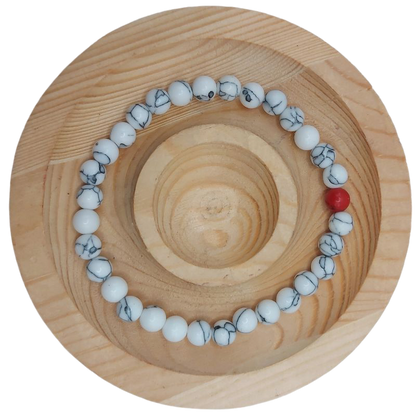 Ensemble Bracelet et Shamballa en Howlite Blanche - Litho Natura