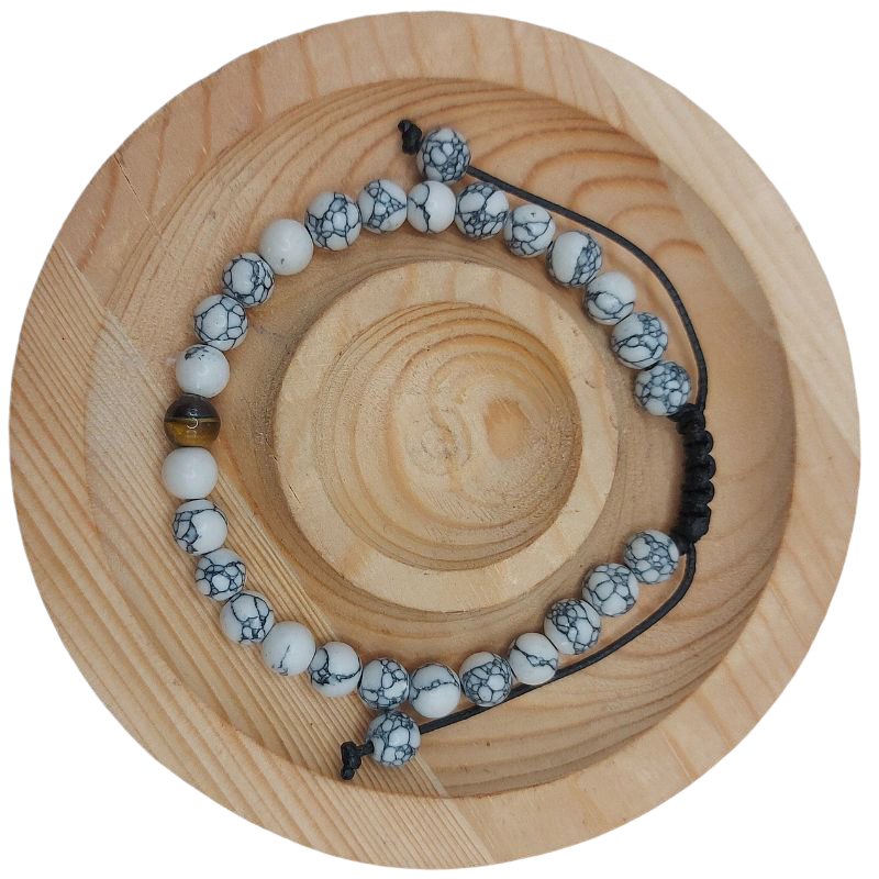 Ensemble Bracelet et Shamballa en Howlite Blanche - Litho Natura