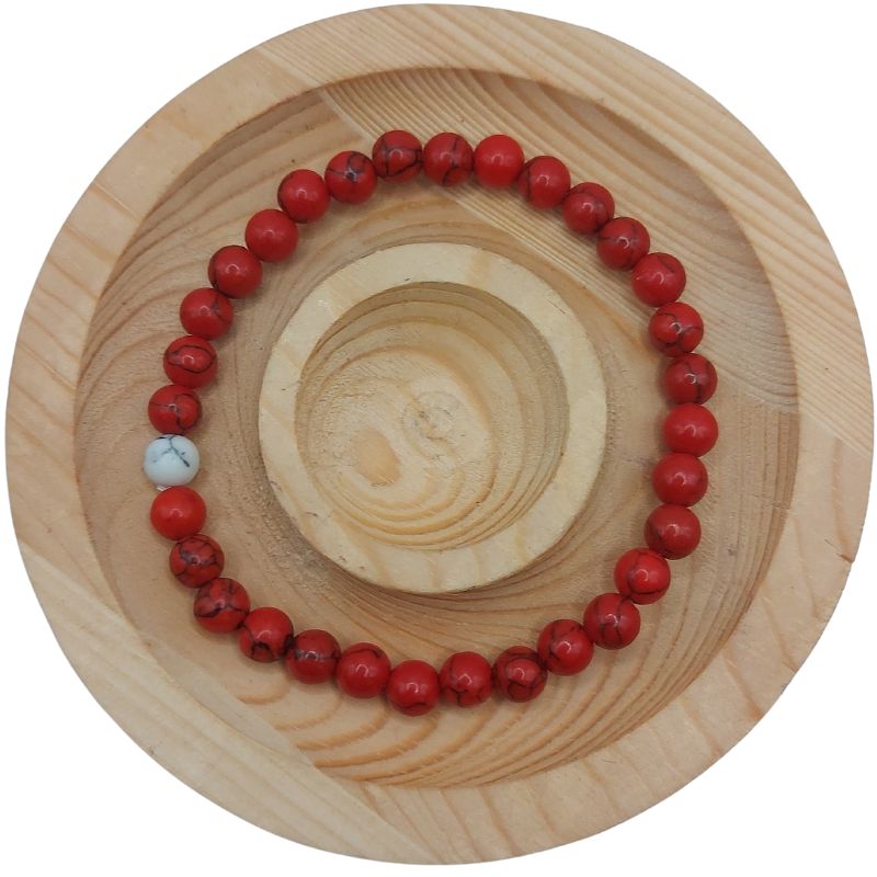 Ensemble Bracelet et Shamballa en Howlite Rouge - Litho Natura
