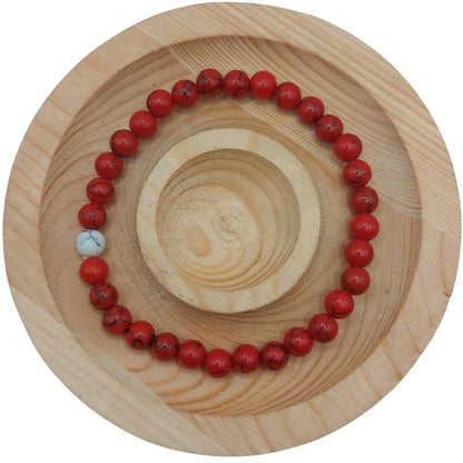 Ensemble Bracelet et Shamballa en Howlite Rouge - Litho Natura