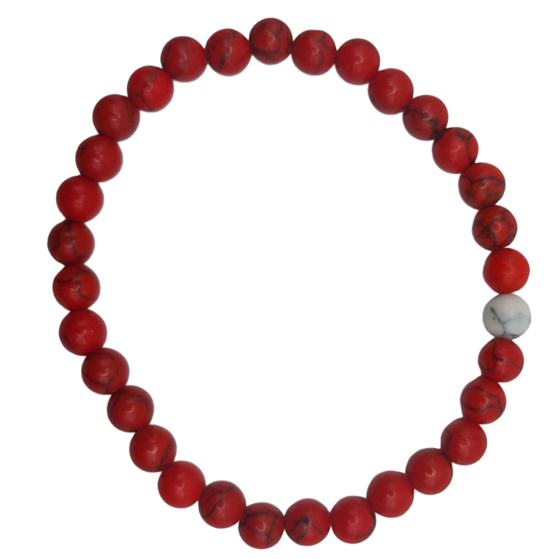 Ensemble Bracelet et Shamballa en Howlite Rouge - Litho Natura