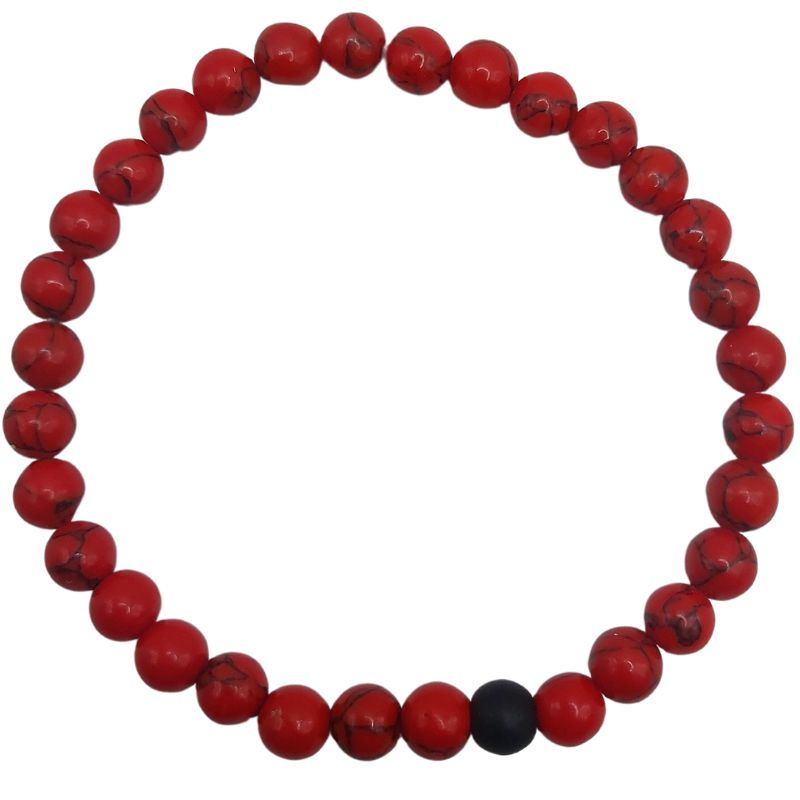 Ensemble Bracelet et Shamballa en Howlite Rouge - Litho Natura