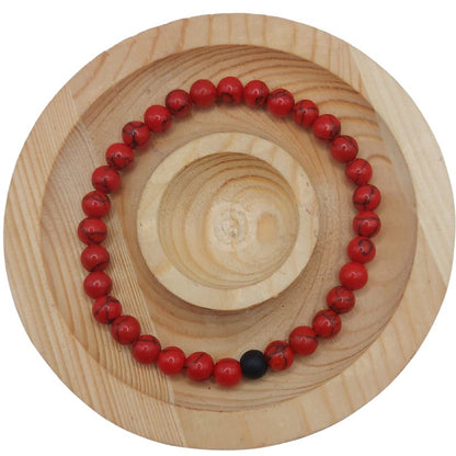 Ensemble Bracelet et Shamballa en Howlite Rouge - Litho Natura