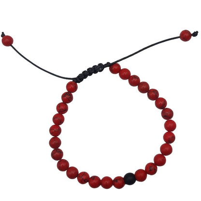 Ensemble Bracelet et Shamballa en Howlite Rouge - Litho Natura