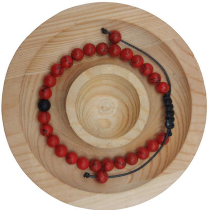 Ensemble Bracelet et Shamballa en Howlite Rouge - Litho Natura