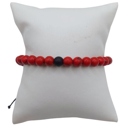 Ensemble Bracelet et Shamballa en Howlite Rouge - Litho Natura