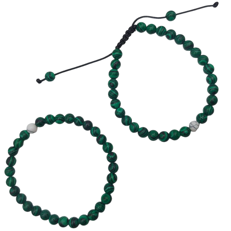 Ensemble Bracelet et Shamballa en Malachite - Litho Natura