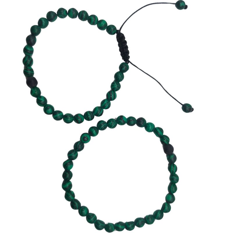 Ensemble Bracelet et Shamballa en Malachite - Litho Natura